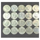 (20) 1964 KENNEDY SILVER HALF DOLLARS
