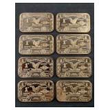 (8) 1 OUNCE COPPER ART BARS