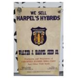 HARPELS SEED CORN SIGN, CARDBOARD