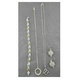 (2) STERLING SILVER NECKLACES, BRACELET  &