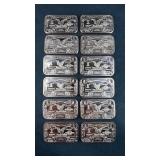 (12) 1 OUNCE COPPER ART BARS