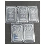 (5) 1 OZ SILVER BARS