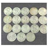 (18) WALKING LIBERTY HALVES WITH CLEAR DATES