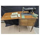 1950'S SINGER 66-18 SEWING MACHINE W/ CABINET