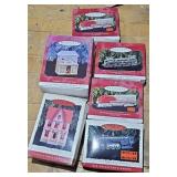 (5) HALLMARK ORNAMENTS: LIONEL TRAINS & HOUSES