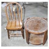 VINTAGE CURVE BACK CHAIR & END TABLE