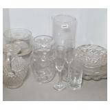 CRYSTAL PITCHERS, VASES, PLATES