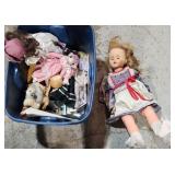 TOTE OF VINTAGE DOLLS