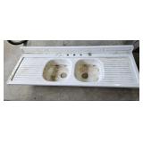ENAMELED KITCHEN DOUBLE SINK