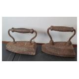 (2) ANTIQUE CAST IRON IRONS
