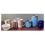 COFFEE MUGS, CANNING JARS, PYREX CUP
