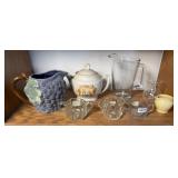 GRAPE PITCHER, TEAPOT, GLASSWARE