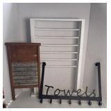 JEWELRY, & TOWEL RACK, SMALL WASHBOARD