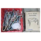 TOTE OF HANGERS & FOOTSTOOL