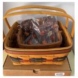 (2) LONGABERGER BASKETS, LID & LINER