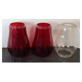 (2) RED DEITZ & CLEAR LANTERN GLOBES