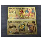 (2) POKEMON GOLD FOIL FANTASY BILLS