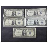 (5) 1935 SILVER CERTIFICATES $1