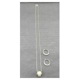 STERLING SILVER NECKLACE, EARRINGS