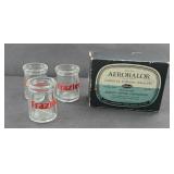 VINTAGE GLASS INHALER, (3) DAIRY CREAMER BOTTLES