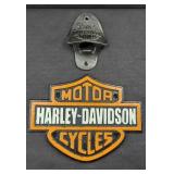 CAST IRON HARLEY DAVIDSON & BOTTLE OPENER