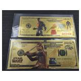 (2) SUPER HEROS  GOLD FOIL FANTASY BILLS
