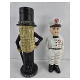 (2) CAST IRON BANKS: MR PEANUT & TEXACO