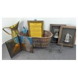 BRASS PITCHER & WALL PLAQUES