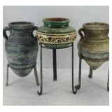 ITALIAN STYLE POTTERY VASES W/ STANDS