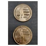 (2) COPPER 2 OUNCE COINS