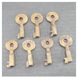 (7) CAST IRON RAILROAD LOCK KEYS