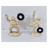 (2) MICHELIN MAN PAPERWEIGHTS CAST IRON