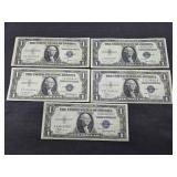 (5) 1935 SILVER CERTIFICATES $1