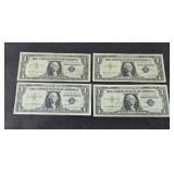 (4) 1957 $1 DOLLAR SILVER CERTIFICATES