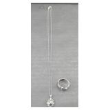 STERLING SILVER NECKLACE AND RING