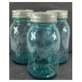 (3) BLUE BALL CANNING JARS