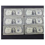(6) 1957 SILVER CERTIFICATES $1