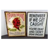 DEMON HAIR OIL & HUMOROUS SIGN