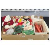 BOX OF CHRISTMAS DECOR & CANDLES