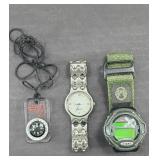 (2) WATCHES, COMPASS