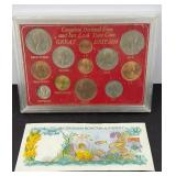 ENGLISH COIN SET 1967 & BAHAMAS 1 DOLLAR NOTE