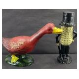 CAST IRON RED GOOSE & MR. PEANUT BANKS