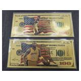 (2) KOBE BRYANT GOLD FOLD FANTASY BILLS