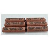 (6) ROLLS OF WHEAT PENNIES (300 COINS)