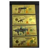 (4) FIREARMS GOLD FOIL FANTASY BILLS