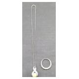 STERLING SILVER NECKLACE AND RING