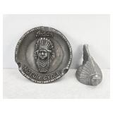 INDIAN MOTORCYCLE ASHTRAY & PAPERWEIGHT CAST IRON