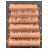 (6) ROLLS WHEAT PENNIES - 1940s