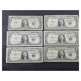 (6) 1957 SILVER CERTIFICATES $1