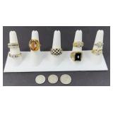 (7) LADIES RINGS & (3) COINS